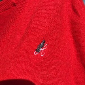 NOS Vintage Red SOFT Lady Difinin Knitwear L B Neck Sweater Emb Bird USA made